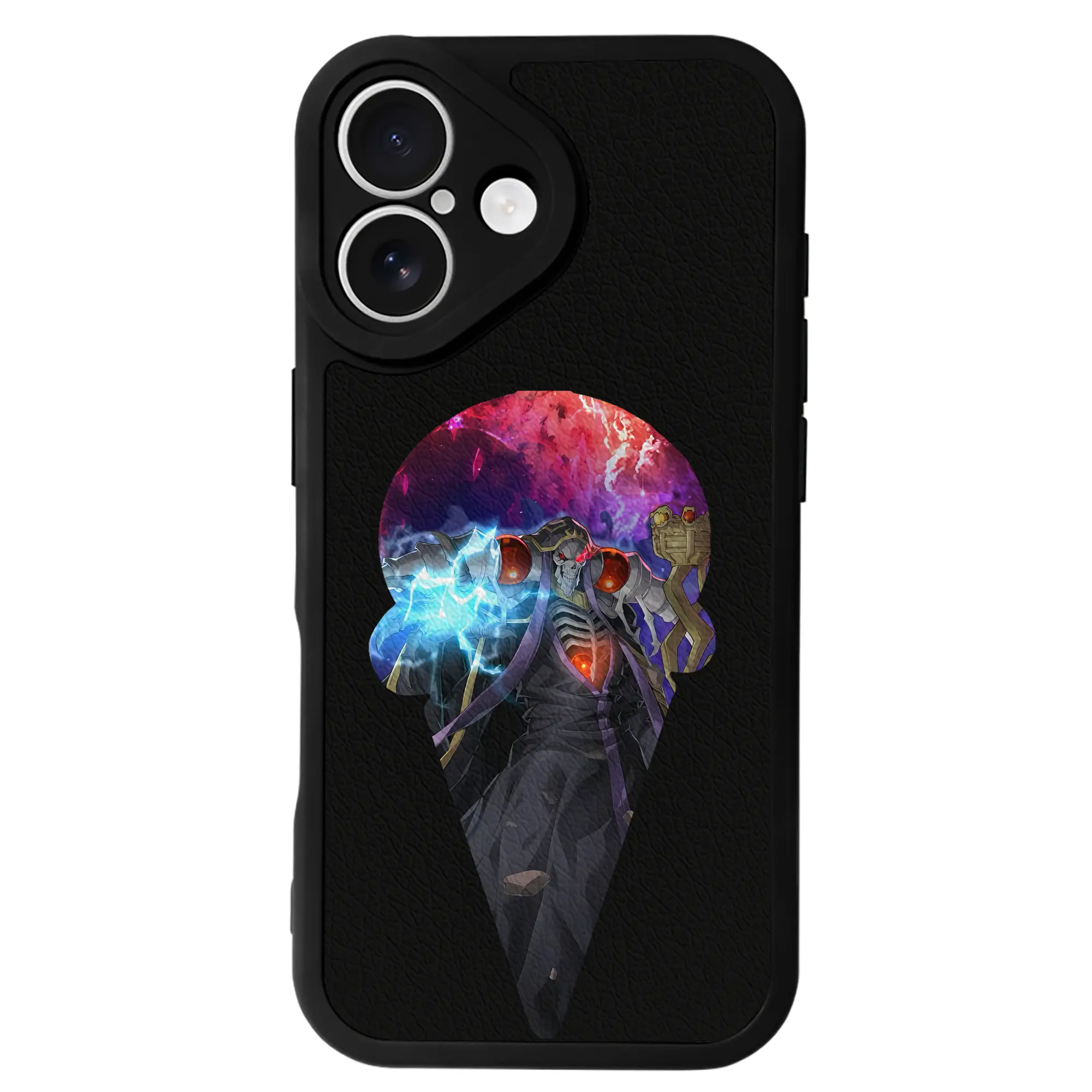 オーバーロード グッズ アインズ・ウール・ゴウン - IPhone 16シリーズ対応 ・ シリコンスマホケース ・ レザー調 ・ 高精度フィット ・ 耐衝撃 ・ ワイヤレス充電対応 ・ 精密カット